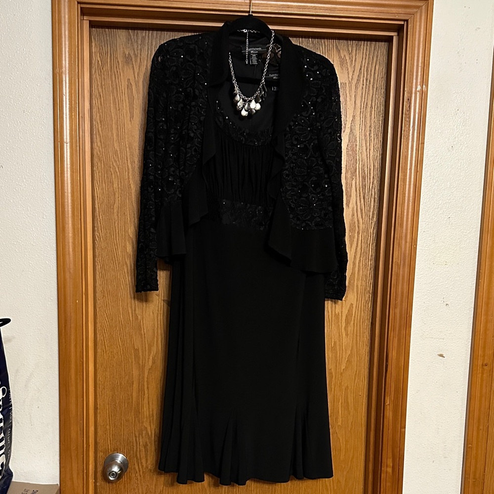 R&M Richards Black Dress with Jacket and Necklace